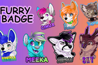 illustrate your fursona with custom furry badges and stickers