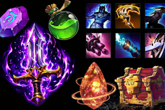 design rpg ability, item icons, potions, weapons and game UI for indie game