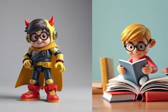 create a custom 3d toy design, character modeling, action figure and prototype