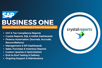 create sap b1 custom vat crystal reports, dashboards, and financial automation