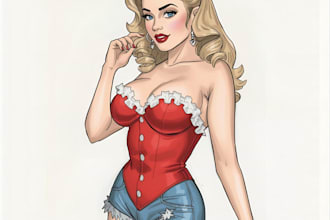 pin up girl and pin up girl illustration