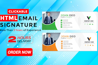 design a professional responsive HTML email signature with clickable social icon