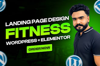 design fitness landing page with elementor wordpress
