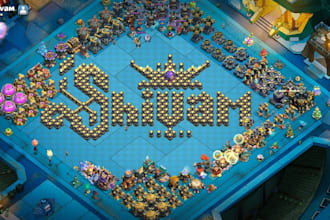design your name or artwork in clash of clans base using walls