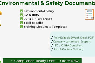 provide complete ehs or hse solutions for your occupations