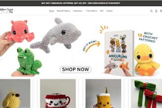 design crochet bags bead bags handmade clothing hats home decor shopify website