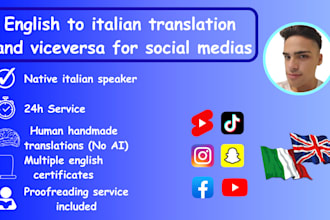 translate texts from english to italian and viceversa for your social medias