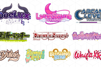 design custom vtuber logo, anime, jrpg, cute kawaii for streame