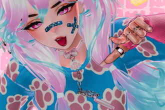 create vrchat avatar furry avatar nsfw avatar vessface booth model live2d model