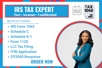 do irs form 1065, schedule c, k1, llc partnership tax, 1120, itin
