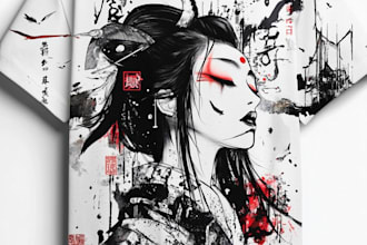 draw  japanese t shirt illustration