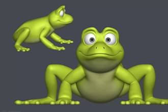 sculpt 3d cartoon stylized character, design 3d toy model, miniatures, 3d animal
