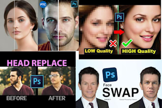 do face swap image manipulation head change, photo portrait photoshop editing