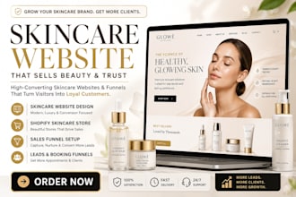 skin care website, spa website, skin care shopify store beauty website skin care