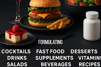 formulate nutritional food recipes beverages supplements drinks vitamins