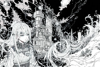 draw black and white outline illustration diagram