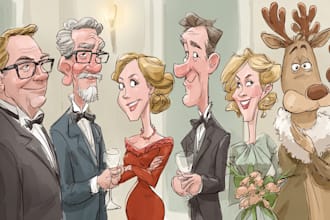 make a christmas caricature, business cartoon holiday