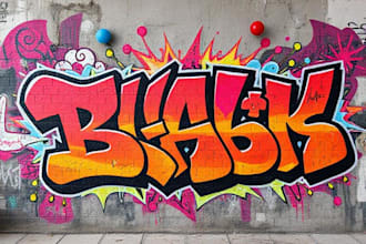 draw graffiti designs murals and wall art or skateboards