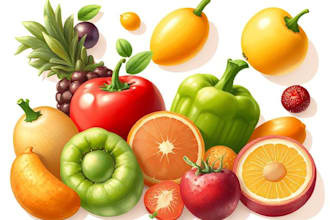 illustrate digitally realistic fruits or veggies