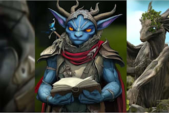 draw a fantasy creature, monster, alien in my style