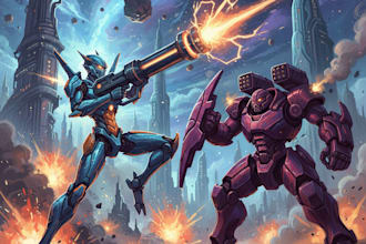 custom futuristic mecha robot character art
