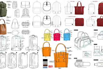 design professional handbag backpack wallets duffle bag tech packs with drawings