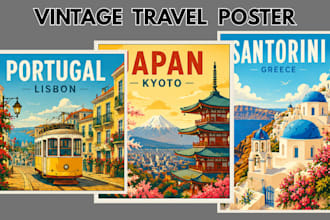 design minimalist vintage travel posters for any destination or city