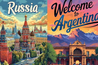design custom vintage travel poster wall art minimalist poster as gift idea