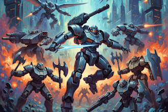 draw mecha robot character sheet design