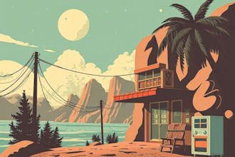 draw vintage and retro illustration style