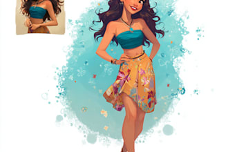 paint beautiful portrait in disney cartoon