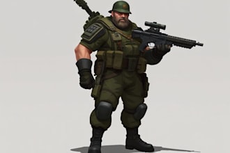 draw 2d game art military character design