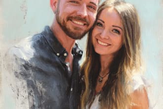 illustrate a romantic family couple portrait