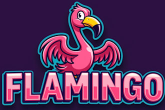 make eye catching flamingo bird mascot logo with unlimited revision