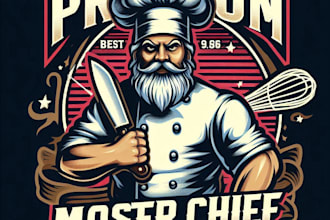 design premium vintage master chef esport mascot logo with t shirt design