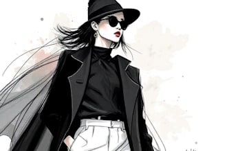 draw a fashion or editorial illustration, sketch, concept