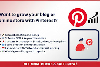 design branded pinterest pins with SEO and setup for bloggers, stores