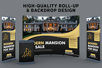 design backdrop, rollup standee, for your brand and business