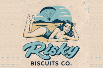 design retro vintage pinup girl logo in 24 hours