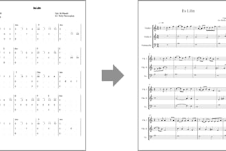 transcribe numbered notation to staff notation