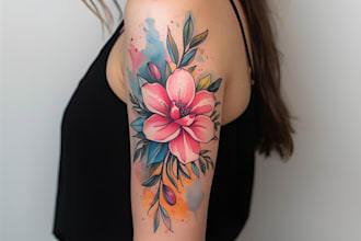 create custom flower tattoo design, tattoo sleeve