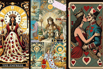 draw unique tarot card, playing card, or custom illustration art