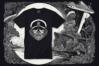 draw linocut illustration for tshirt design