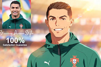 transform your photo into an anime portrait with unlimited revisions