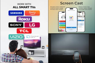 build custom screen mirroring, screen sharing app, casting app for tv and device