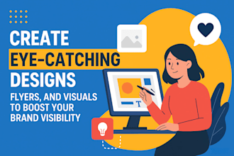 create eye catching designs, flyers, and visuals to boost your brand visibility