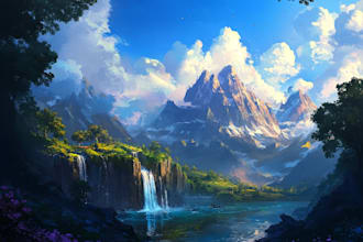 make a fantasy landscape, illustration