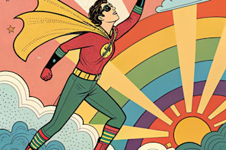 draw in comic style and retro colors