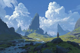 create atmospheric landscape digital art