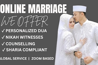 do online wedding officiant of islamic nikah, wedding ceremony